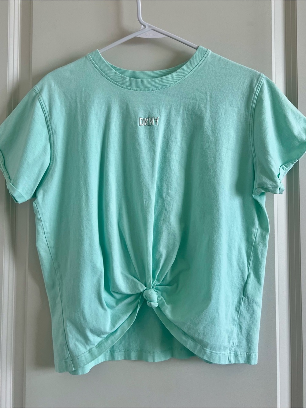 DKNY Light Mint Short Sleeve Tee with Front Tie